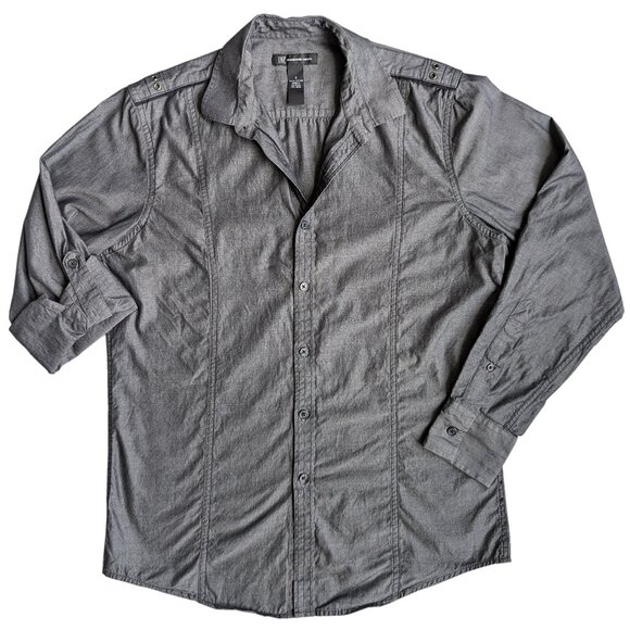 INC Men's Long Sleeve Roll-Tab Casual Button Up Shirt Gray | S - Picture 1 of 5